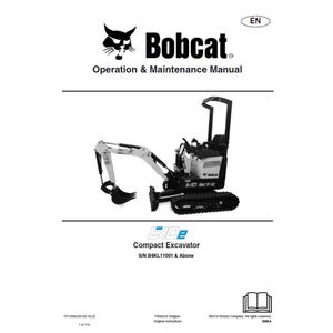 Bobcat E10e Compact Excavator S/N B4KL11001 & Above Operation and Maintenance Manual PDF