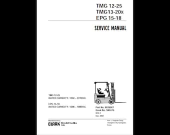 Manuales de servicio Clark Forklift TMG12-25 TMG13-20X EPG 15-18 SM616 2002 (descarga en formato PDF) tras la compra