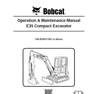 Bobcat E35 5 Compact Excavator S/N B3K811001 & Above Operation and Maintenance Manual PDF