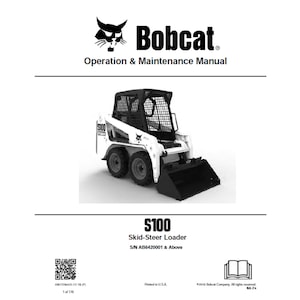 Bobcat S100 3 Skid-Steer Loader S/N AB6420001 & Above Operation and Maintenance Manual PDF
