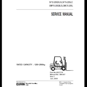 Clark_Forklift_SM_687_8021718_CMP158_ENG_R1 Workshop Service Manual PDF download after purchase