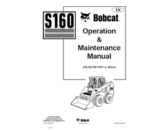 Bobcat S160 Skid Steer Loader Operation Manual (PDF Download)