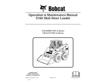 Bobcat S160 Skid Steer Loader Operation Manual (PDF Download) - S/N AHWA11001 & Above