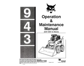 Bobcat 943 1 Skid Steer Loader S/N 12001 & Above - Operation and Maintenance Manual PDF