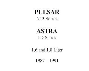 Manual de taller y servicio del Pulsar N13 y Astra LD 1.6/1.8L 1987-1991 (Descarga PDF)