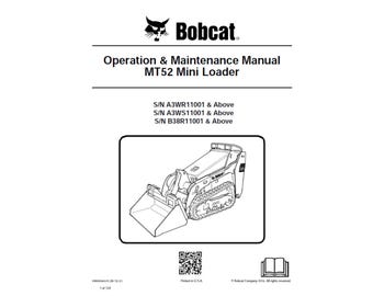 Manual de funcionamiento de la minicargadora de orugas Bobcat MT52 (Descarga en PDF) - N.° de serie A3WR11001+