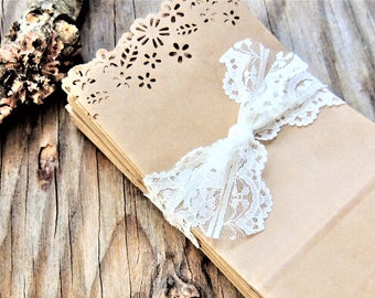 KRAFT PAPER BAGS 50 or 75 Gift Bags Wedding Favor Bag Small Gift Bag Decorative Floral Edge Candy Bar Buffet Bag Weddings Favor Shower Party