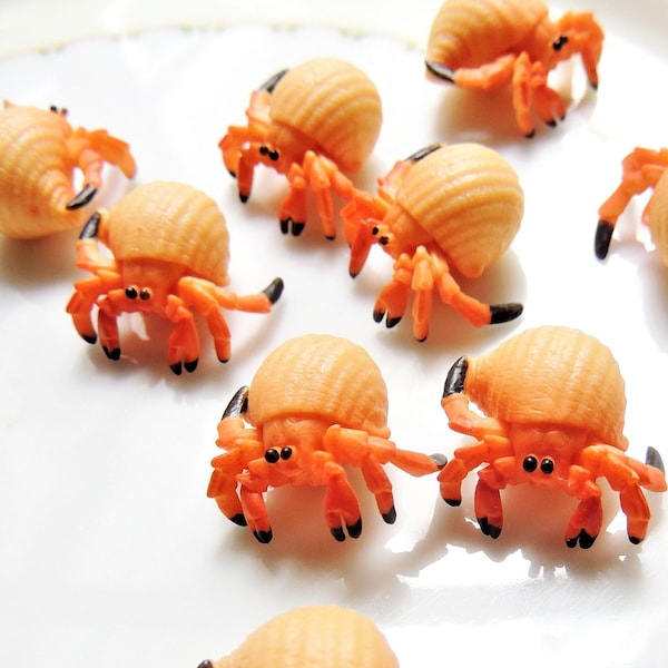 HERMIT CRAB MINIATURE Animal Figurine Figures Micro Minis Dollhouse Diorama Terrarium Fairy Garden Small Tiny Soft Rubber Sea Life Ocean Toy