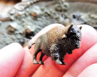 MINIATURE Bison Animal Mini Figurines Figures Dollhouse Diorama Terrarium Craft Small Tiny Soft Micro Miniatures Fairy Garden Decor Supply