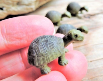 MINIATURE TORTOISE Turtle Miniature Animals Mini Tiny Soft Fairy Garden Figures Dollhouse Diorama Terrarium Small Craft Supplies Reptile Set