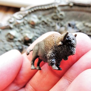 MINIATURE Bison Animal Mini Figurines Figures Dollhouse Diorama Terrarium Craft Small Tiny Soft Micro Miniatures Fairy Garden Decor Supply