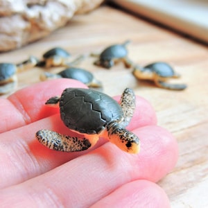 MINIATURE SEA TURTLE: Animal Figurine Figure Terrarium Dollhouse Fairy Garden Diorama Small Tiny Sea Ocean Animals Micro Mini For Crafts