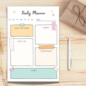 PRINTABLE DAILY PLANNER: Undated Schedule Template, To Do List, Goodnotes Insert Lined Unlined pdf