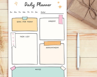PRINTABLE DAILY PLANNER: Undated Schedule Template, To Do List, Goodnotes Insert Lined Unlined pdf