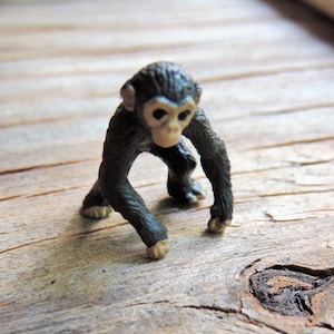 Tiny CHIMP MINIATURE Animals Figurine Chimpanzee Figure Dollhouse Fairy Garden Diorama Terrarium Small Ape Monkey Miniatures Micro Mini Toy