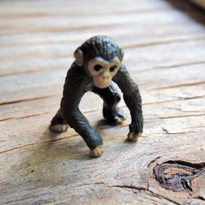Tiny CHIMP MINIATURE Animals Figurine Chimpanzee Figure Dollhouse Fairy Garden Diorama Terrarium Small Ape Monkey Miniatures Micro Mini Toy