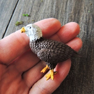 Miniature Bald Eagle Figurine: Plastic Realistic Bird for Fairy Garden, Diorama, Terrarium, Craft Supplies