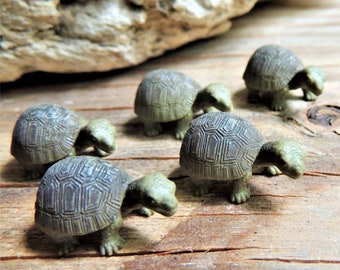 Set of MINIATURE TORTOISE Turtle Tiny Mini Soft Figurines Fairy Gardens Animal Figure Dollhouse Diorama Terrarium Supply Small Minis Reptile