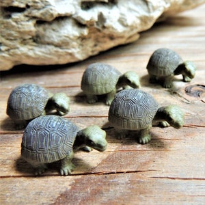 Set of MINIATURE TORTOISE Turtle Tiny Mini Soft Figurines Fairy Gardens Animal Figure Dollhouse Diorama Terrarium Supply Small Minis Reptile