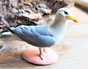 MINIATURE HERRING GULL Seagull Bird Animals Figure Figurine Dollhouse Diorama Terrarium Mini Small Plastic Safari Ltd Toob Individual Toy