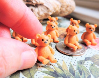 TEDDY BEAR MINIATURE: Figurine Figure For Crafts Dolls Fairy Garden Dollhouse Diorama Terrarium Small Tiny Mini Teddy Bears Accessories Baby