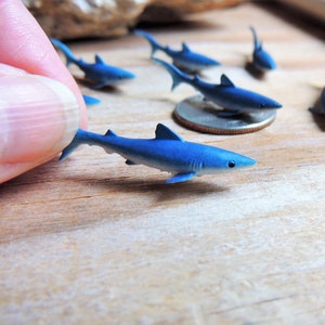 BLUE SHARK MINIATURE: Tiny Animal Figurines Figures Dollhouse Diorama Terrarium Fairy Garden Small Mini Micro Miniatures Sea Ocean Crafts