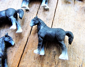 Set of Tiny MINIATURE BLACK HORSES: Minis For Fairy Gardens Animal Figure Dollhouse Diorama Terrarium Supply Small Micro Minis Farm Animals