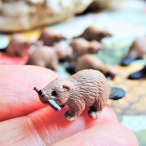 MINIATURE BEAVER Tiny Animals Figurines Fairy Garden Dollhouse Terrarium Diorama Accessory Craft Supply Figures