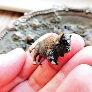 MINIATURE Bison Animal Figurine Tiny Mini Figures Dollhouse Diorama Terrarium Fairy Garden Crafts