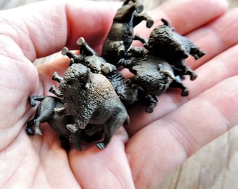 Tiny MINIATURE Bison Animal Mini Figurines Dollhouse Diorama Terrarium Craft Fairy Garden Decor Figures