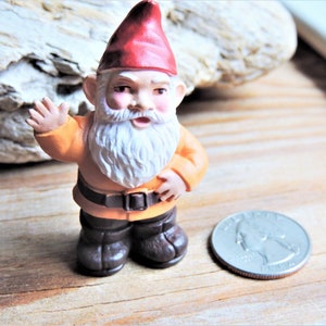 MINIATURE MALE GNOME With White Beard Figurine Figure Fairy Garden Diorama Terrarium Dollhouse Plastic Miniatures Accessory Mini Gnomes Gift