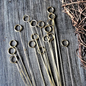 Tall WIRE CARD HOLDERS Table Number Holder Swirl Stems Picks Floral Arrangements Flat Card No Base Sign Cake Topper Copper Gold Silver Long