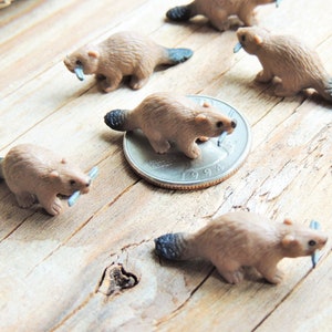 MINIATURE BEAVERS Animal Figurine Mini Terrarium Fairy Garden Animals Dollhouse Diorama Tiny Woodland Figures
