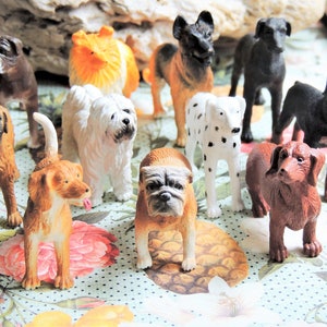 Dog MINIATURE DOG FIGURINE Set Animals Figures Fairy Garden Dollhouse Diorama Terrarium Miniatures Little Small Mini Dogs Plastic Toy Model
