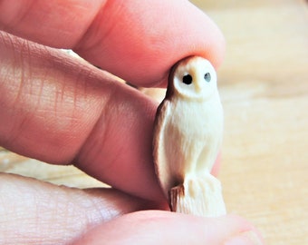 Tiny MINIATURE Barn Owl Animals Figurines Figures Dollhouse Diorama Terrarium Fairy Garden Small Toy Mini Micro Bird Miniatures Accessory