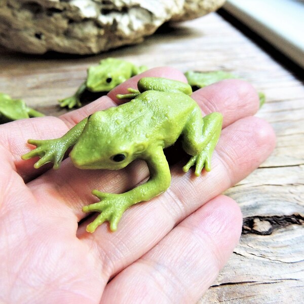 FROG MINIATURE ANIMALS Plastic Animal Figures Figurine Dollhouse Diorama Terrarium Fairy Garden Supplies Small Art Craft Supply Mini Frogs