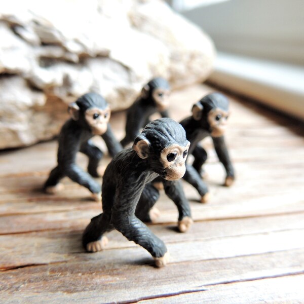 Tiny CHIMP MINIATURE Animals Figurine Chimpanzee Figure Dollhouse Fairy Garden Diorama Terrarium Small Ape Monkey Miniatures Micro Mini Toy