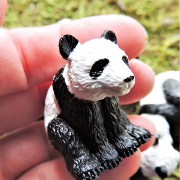 MINIATURE PANDA Sitting Animal Figure Figurine Dollhouse Diorama Terrarium Supply Small Plastic Fairy Garden Cupcake Topper Miniatures Minis