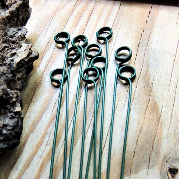 Set of 10 Green Tall Wire Card Holder Table Number Place Card Holders Metal Sticks Clip Stems Pick Photo Flat Card Memo Pins Sign Floral