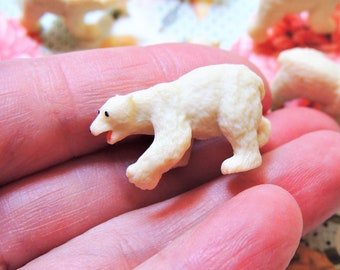 MINIATURE POLAR BEAR: Tiny Figure Figurine Dollhouse Terrarium Fairy Garden Animals Diorama Supply Small Miniatures Crafts Micro Mini Cute