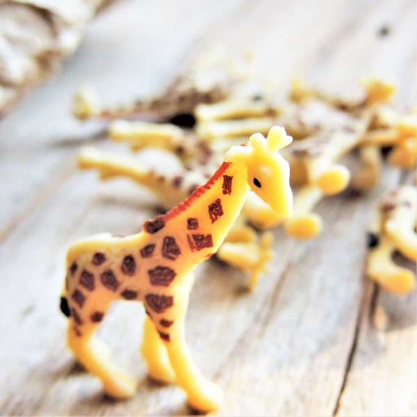 GIRAFFE MINIATURE: Set of Animal Figures Figurine Dollhouse Terrarium Diorama Supply Small Tiny Miniatures Fairy Garden Mini Safari Zoo Bulk