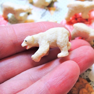 MINIATURE POLAR BEAR: Tiny Figure Figurine Dollhouse Terrarium Fairy Garden Animals Diorama Supply Small Miniatures Crafts Micro Mini Cute