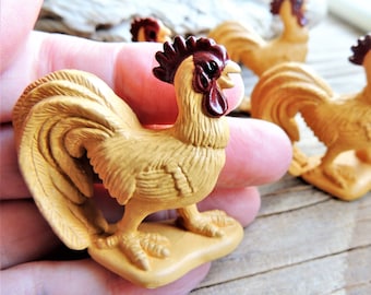 ROOSTER MINIATURE Farm Animal Figure Figurine Diorama Terrarium Dollhouse Fairy Garden Craft Supply Chicken