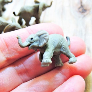 MINIATURE ELEPHANT Tiny Animal Figurines Figure Fairy Garden Animals Dollhouse Diorama Terrarium Soft Rubber Small Miniatures Zoo Circus Toy