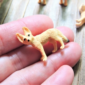 FENNEC FOX MINIATURE: Cute Tiny Mini Fox Animal Figurines Figures Dollhouse Terrarium Small Craft Micro Miniatures Fairy Garden Accessories