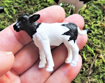 MINIATURE COW CALF Holstein Cattle Farm Animal Plastic Figures Figurines Dollhouse Diorama Terrarium Supplies Small For Crafts Fairy Garden