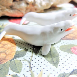 MINIATURE BELUGA WHALE Figurine Animals Figures Fairy Garden Dollhouse Diorama Terrarium Miniatures Little Small Mini Plastic Toy Arctic Sea