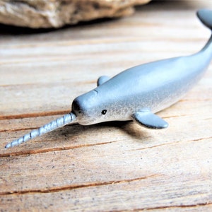 Narwhal MINIATURES WHALE Animal Figures Figurines Dollhouse Fairy Garden Diorama Terrarium Supply Mini Sea Creature Whales Plastic Accessory