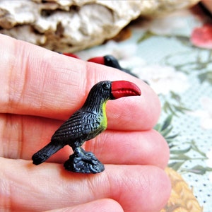 TOUCAN MINIATURE Bird Animals Figurines Dollhouse Birds Figures Fairy Garden Diorama Terrarium Small Tiny Micro Minis Miniature For Crafts