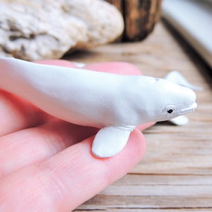 BELUGA WHALE MINIATURE: Plastic Sea Animal Figurine for Fairy Garden, Diorama, Terrarium, Dollhouse Craft Supply
